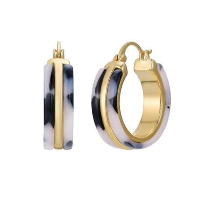 Dr's gift Chunky Leopard Print Earrings for Women 14K Gold Plated Statement Huggie Hoop Earrings Brown Acrylic Tortoise Resin Cheetah Trendy Jewelry - color: Leopard 4