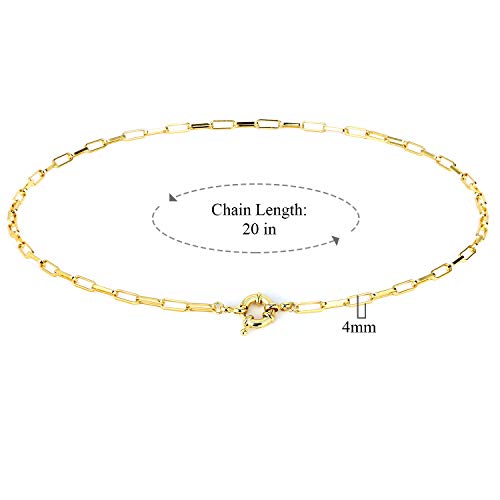 Lock Necklace for Women Paperclip Link Chain Padlock Necklace Non-Tarnish - color: Gold - 20 Inches Chain Necklace