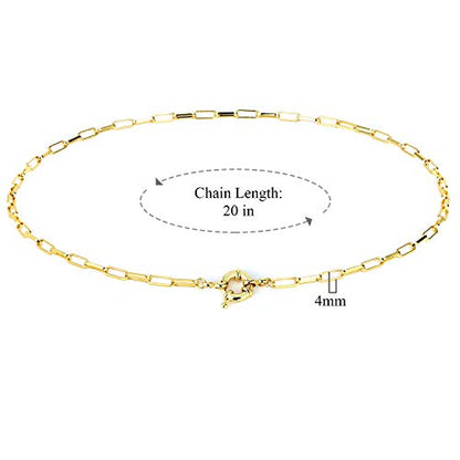 Lock Necklace for Women Paperclip Link Chain Padlock Necklace Non-Tarnish - color: Gold - 20 Inches Chain Necklace