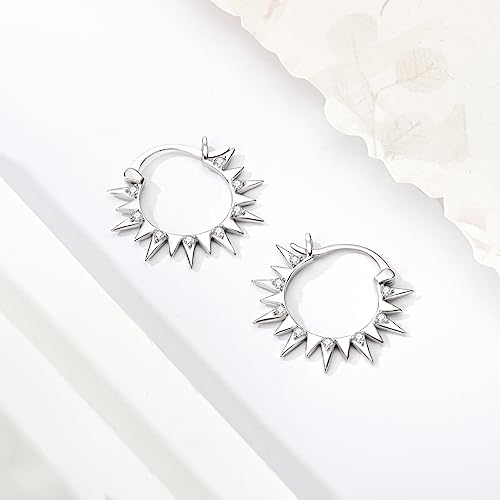 NARMO 925 Sterling Silver Earrings for Women Hypoallergenic Hoop Earrings - color: Sun