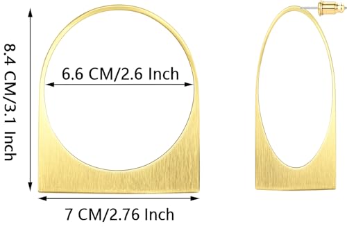 Large Chunky Gold Hoop Earrings for Women – Expensive Hollow Geometric Stainless Steel Statement Dangle Earrings with Textured Big Circle Design, Modern Metallic Fashion Jewelry Gift - color: Gold