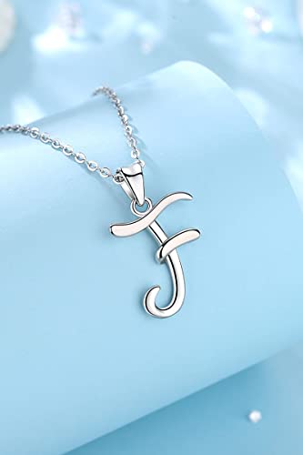 EUDORA Sterling Silver Initial Necklaces for Women, Classic 26 Letter Neckless Gifts for Girls, Sister, Mother Daughter, 18 inch Chain - style: F
