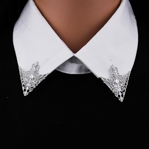 5 Pairs Retro Hollow Pattern Shirt Collar Brooches For Women And Men Gold Plated Triangle & Simple Elegant Double Leaf Collar Pin Brooches Gold Silver Plant Brooch Jewelry - style: gold silver
