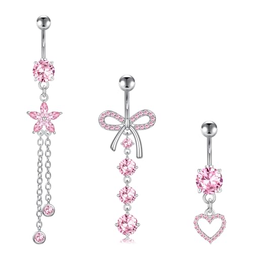 Briana Williams Belly Button Ring Belly Rings Belly Button Piercing Gold Belly Button Ring for Women Clicker Belly Ring Belly Piercing Stainless Steel 14g 10mm Blley Navel Rings Piercing Jewelry - color: A5 -3pcs