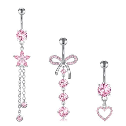 Briana Williams Belly Button Ring Belly Rings Belly Button Piercing Gold Belly Button Ring for Women Clicker Belly Ring Belly Piercing Stainless Steel 14g 10mm Blley Navel Rings Piercing Jewelry - color: A5 -3pcs