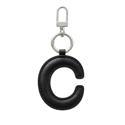 Initial Letter Keychain,Stainless Steel,Colorful Faux Leather Keyring for Backpack,Purse,Car Keys,Gift for Men Women - color: C
