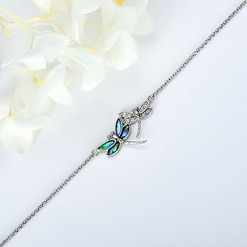 925 Sterling Silver Anklet Foot Bracelet with Crystal from Austria, Anklet Jewelry Gifts for Women 11 Inch Adjustable - style: D-Dragonfly