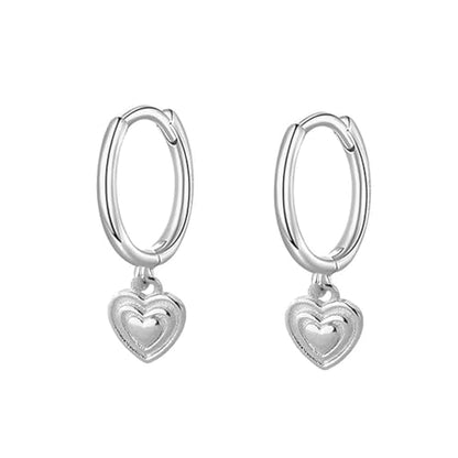 Dainty Heart Love Small Huggie Hoop Earrings for Women Girls 925 Sterling Silver Tiny Cute Charms Dangle Drop Cartilage Hypoallergenic Minimalist Jewelry Gifts