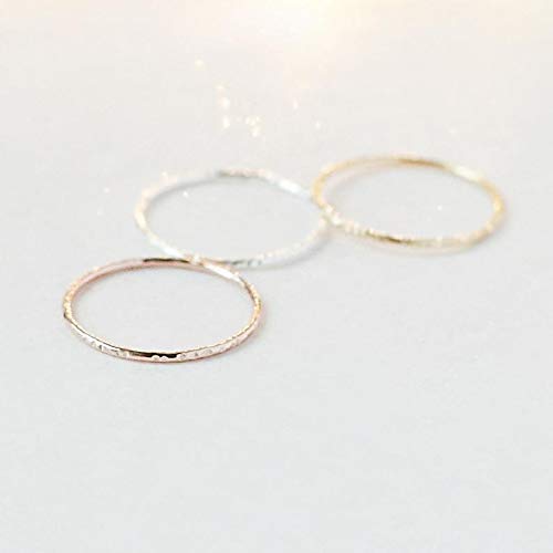 stackable ring. STARDUST stacking band. one 14k yellow gold filled, rose gold filled or sterling silver. stacking rings. minimalist ring. slim ring. mixed metal texured rings.