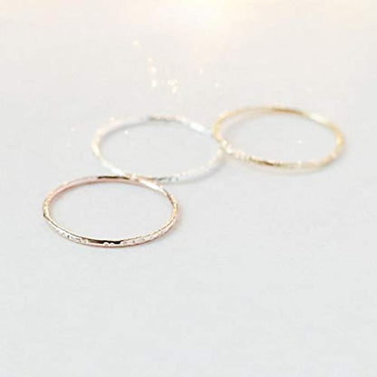 stackable ring. STARDUST stacking band. one 14k yellow gold filled, rose gold filled or sterling silver. stacking rings. minimalist ring. slim ring. mixed metal texured rings.