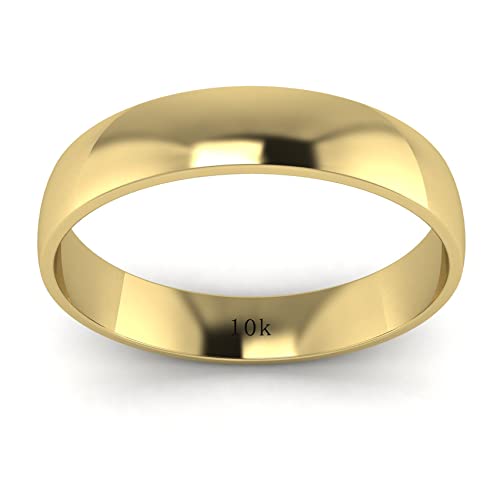LANDA JEWEL Unisex Solid 10k White Rose Yellow Gold 4mm Comfort Traditional Highly Polished Wedding Ring Plain Band - color: Yellow