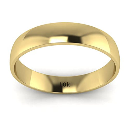 LANDA JEWEL Unisex Solid 10k White Rose Yellow Gold 4mm Comfort Traditional Highly Polished Wedding Ring Plain Band - color: Yellow