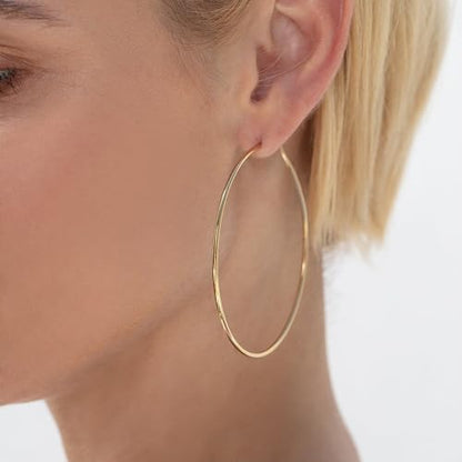 Thin Gold Hoop Earrings for Women, 70mm/2.75in Large Thin Hoop Earrings, Lightweight Big Gold Hoop Earrings for Women Jewelry Gifts - color: Gold