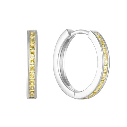 Starchenie Huggie Hoop Earrings for Women 925 Sterling Silver Princess Cut Birthstones Jewelry Gift - color: 11-Topaz-Nov