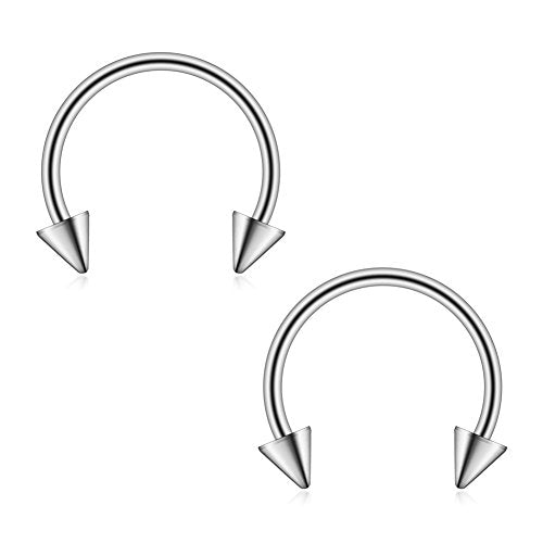 Ruifan 316L Surgical Steel CBR Horseshoe Circular Rings Nose Eyebrow Tragus Lip Ear Hoop Ring Piercing 20G 8MM 10MM 12-24PCS - style: 12PCS - 20G 5/16" w Spikes