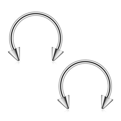 Ruifan 316L Surgical Steel CBR Horseshoe Circular Rings Nose Eyebrow Tragus Lip Ear Hoop Ring Piercing 20G 8MM 10MM 12-24PCS - style: 12PCS - 20G 5/16" w Spikes
