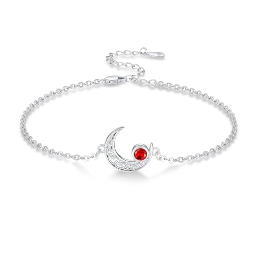 Moon Bracelet for Women 925 Sterling Silver Moonstone/Birthstone Moon Bracelet Butterfly/Dragonfly Bracelet Celtic Moon Butterfly Dragonfly Jewelry Gifts for Women - style: 07-July Birthstone