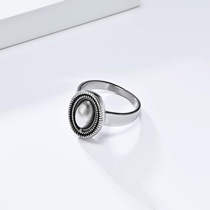Polished Stainless Steel Signet Ring with 18MM Wide Oval for Women - color: Silver