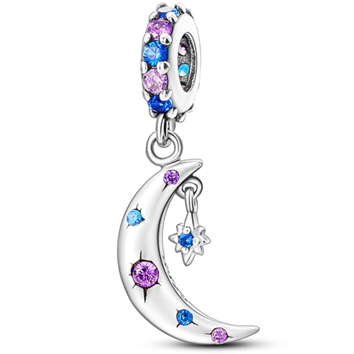925 Sterling Silver Charms Bead for Bracelets Necklaces, Star Moon Crescent Sun Solar Pendent, Blue Ocean Starfish Shells Turtle Crab Starry Sea Cute Jewelry Birthday Gifts for Women Men - style: Crescent