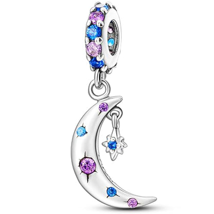 925 Sterling Silver Charms Bead for Bracelets Necklaces, Star Moon Crescent Sun Solar Pendent, Blue Ocean Starfish Shells Turtle Crab Starry Sea Cute Jewelry Birthday Gifts for Women Men - style: Crescent