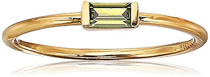 Amazon Essentials 18K Yellow Gold Plated Sterling Silver Cubic Zirconia Fashion Stackable Ring - color: Peridot,August, size: 9