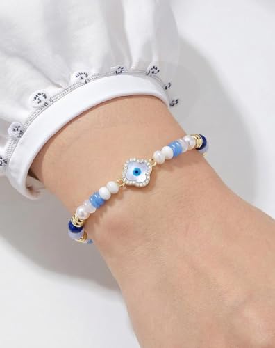 Birthday Jewelry Gifts For Girls Women, Four Leaf Clover & Heart Bracelets - color: Aura Shield