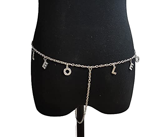 Women Sexy Rhinestone Waist Body Chain Crytal Sexy Letter Pendant Belly Waist Chain T-string Thong Body Jewelry - color: Leo Letter