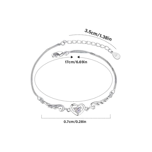925 Sterling Silver Bracelets for Women Adjustable Love Heart Charm Chain Bracelets Fashion Jewelry Valentine's Day Gifts for Your Lover - color: 4-White