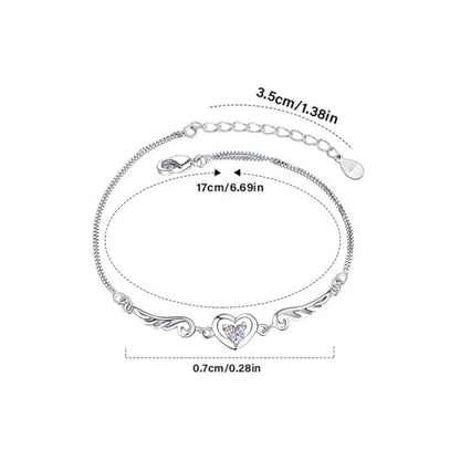 925 Sterling Silver Bracelets for Women Adjustable Love Heart Charm Chain Bracelets Fashion Jewelry Valentine's Day Gifts for Your Lover - color: 4-White