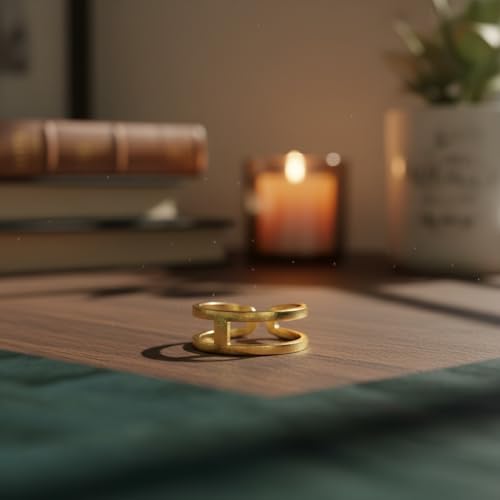 Gold Open Geometric Adjustable Ring, 18K Yellow Gold Plated over Stainless Steel, Modern Minimalist Design, Women's Fashion Jewelry, Tarnish Resistant, Adjustable sizes 6-8