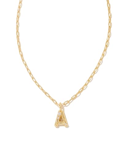 Kendra Scott Crystal Letter Short Pendant Necklace, Fashion Jewelry for Women - color: Letter A (GOLD-PLATED)