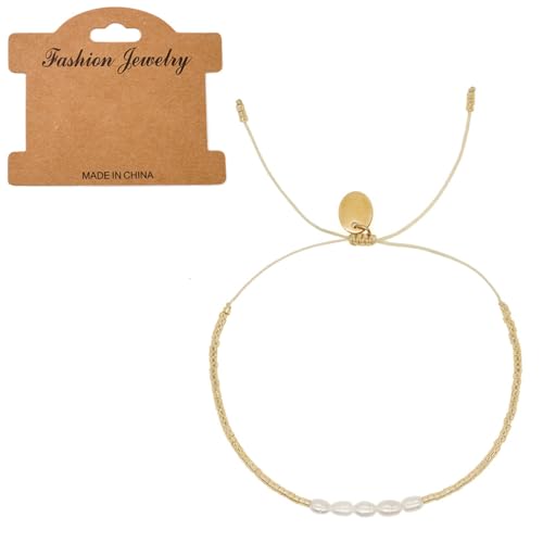 Adjustable Miyuki Beaded Bracelet for Women, Double Row Miyuki Beads | Miyuki beads, adjustable fit, braided construction, double-row design, party styling, bracelet jewelry for casual styling - color: Gold