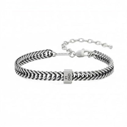 Galis Chain Bracelets For Men - Premium Stainless Steel, Silver, Gold Plated Non Tarnish - Mens Jewelry, Fathers Day Gift - color: Silver (Black Engraving), size: 7 Inches