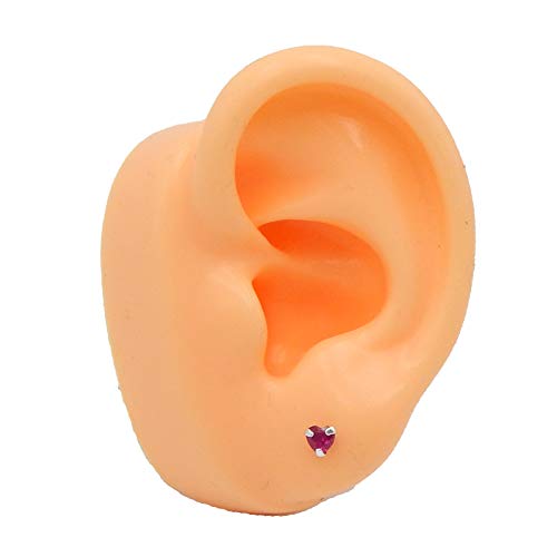 925 Sterling Silver 4mm Heart Birthstone CZ Stud Earrings 33210 (Choose Your Color) (Nickel Free) - color: Ruby
