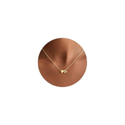 M MOOHAM Heart Initial Necklaces for Women Girls Gifts Letter A-Z Necklace | 14K Gold-Plated, Heart Letter Necklace for Kids Jewelry, Teen Girl Gifts, Initial Necklace, Birthday Gifts for Women Girls - color: A'