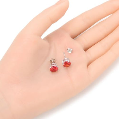 Adabele Authentic Sterling Silver Birthstone Stud Earrings 6mm 8mm Cubic Zirconia Imitation Diamond Gemstone Hypoallergenic Nickel Free Tarnish Resistant Women Fine Jewelry - color: January, size: 8mm/2 Carat/Large
