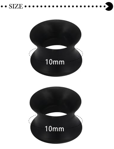 10G-50mm Thin Black Silicone Ear Gauges Tunnels Rubber Ear Plugs Gauges Double Flared Flexible Tunnel Earrings for Women Men - color: 00G = 10mm