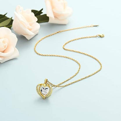 shajwo Cremation Heart Urn Necklace Ashes Jewelry for Women Men Keepsake Pendant Memorial Locket Ash Holder - color: Wing-G White