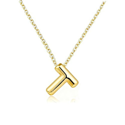 Gold Initial Necklace for Teen Girls Women Letter necklaces Jewelry Gifts | Gifts for Girls Women, Teen Girl Gifts Trendy Stuff, Bubble Letter Pendant Necklace - style: T
