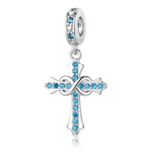 HappyStar 925 Sterling Silver Charms Infinity Design Birthstone Charms for Bracelets with 5A Cubic Zirconia Cross Necklace for Women Dangle Pendant Compatible Pandora Bracelets Happy Birthday Gifts - color: 93-December Birthstone Charms