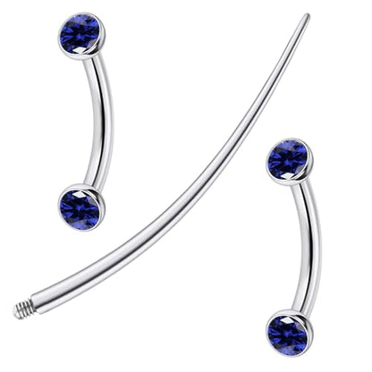 F136 Titanium 16g 6/8/10mm Eyebrow/Rook/Snug/Vertical-Labret/VCH/Snake-Eyes/Anti-Tragus/Christina/Daith/Belly-Button/Bridge/Hood/Surface Curved Barbell Piercing Jewelry for Women Men - color: Blue, size: 8 mm (5/16 in)