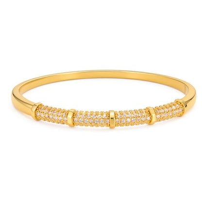 hotoo Gold Plated Bangle Bracelet for Women - style: Paved Crystal Golden Bamboo