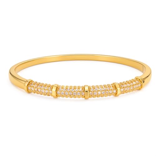 hotoo Gold Plated Bangle Bracelet for Women - style: Paved Crystal Golden Bamboo