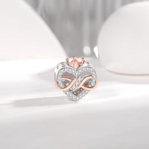 925 Sterling Silver Charms fits Bracelets and Necklace Pendant Bead Charms Jewelry Gift for Women Family Friends - style: Queen in My Heart Charm
