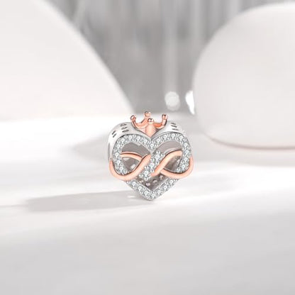 925 Sterling Silver Charms fits Bracelets and Necklace Pendant Bead Charms Jewelry Gift for Women Family Friends - style: Queen in My Heart Charm