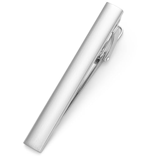 HONEY BEAR 5cm/5.4cm/6cm Mens Tie Clip Bar for Normal Size Steel Business Wedding Gift 1.97"/2.12"/2.36" - style: 5.4cm Brushed Silver Horizontal