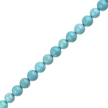 Natural Gemstone Turquoise Beads - 8mm Round Smooth Stones for Jewelry Making - Adult DIY Bracelet, 15 Inch - color: Blue Turquoise, size: 8mm