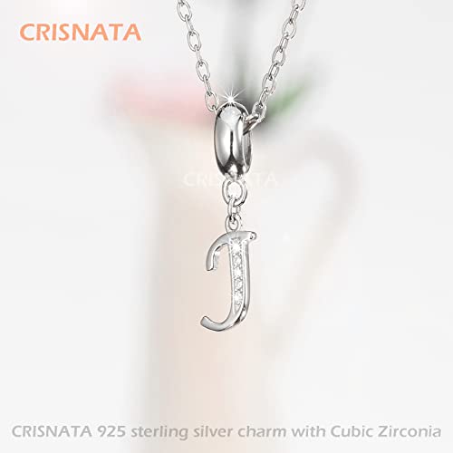 26 Letter Pendant Charms, Polished 925 Sterling Silver Complete Initial A-Z Dangling CZ Stone Alphabet Beads, fits European Bracelet Necklace, Gift for Mother/Father/Daughter/Son/Sister/Aunt - color: Letter J CZ Pendant Charm
