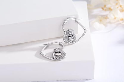LES OSEWA Dog Animal Earrings Sterling Silver Animal Heart Hoop Dangle Earrings Cute Jewelry Gifts for Women - color: Shih Tzu