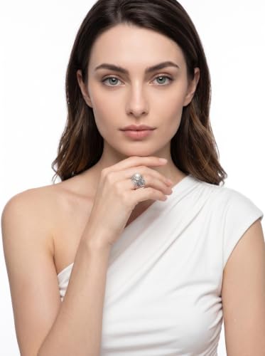 NOVICA Artisan Handmade Cultured Pearl Flower Ring Sterling Silver Cocktail White Indonesia Birthstone [crownbezel 0.5 in L x 0.5 in W x 0.3 in H Band Width 10 mm W] ' White Frangipani'